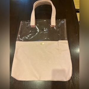 Pink tote, Bando, faux leather with clear top